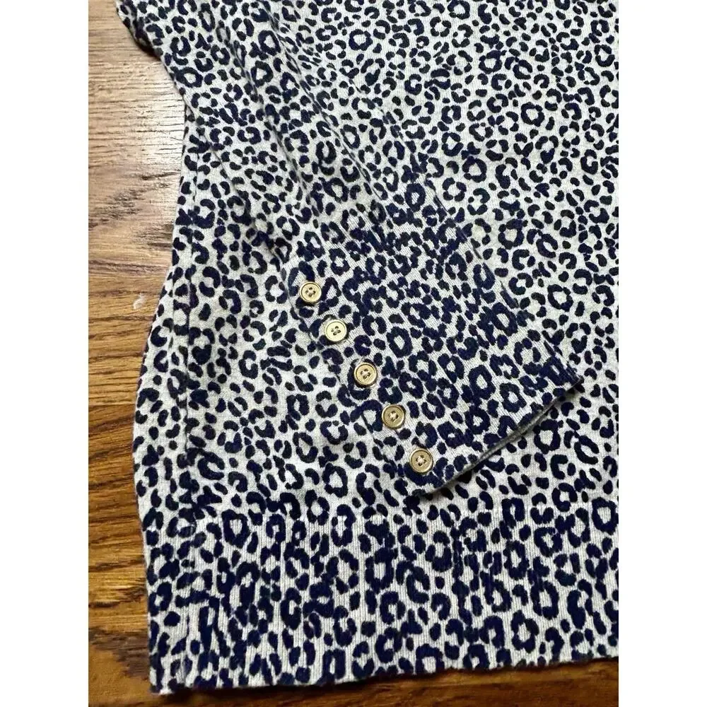Boden Grey/Navy Animal Print Cotton Blend Long‎ Sleeve Jumper Size M